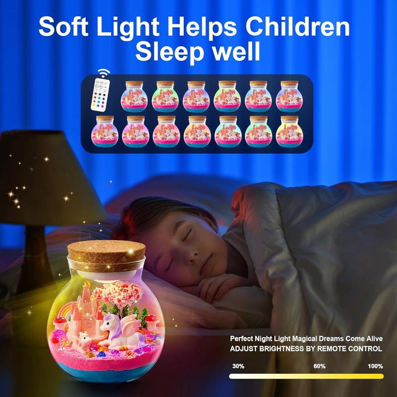 Light-Up Unicorn Terrarium Kit for Kids: Birthday Gifts for Girl Ages 4 5 6 7 8-12 Year Old Girl Gift Unicorn Toys for Girls Age 4-6 Easter Gifts for Kids - Arts and Crafts for Kids