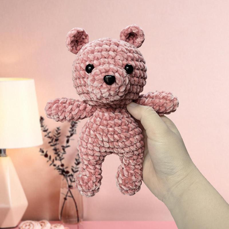 Bear Shaped Crochet Kit, Crochet Starter Kit for Beginners, Crochet Starter Kit with Step-by-step Video Tutorials & Paper Instructions (Random Color Tool Accessories Included)