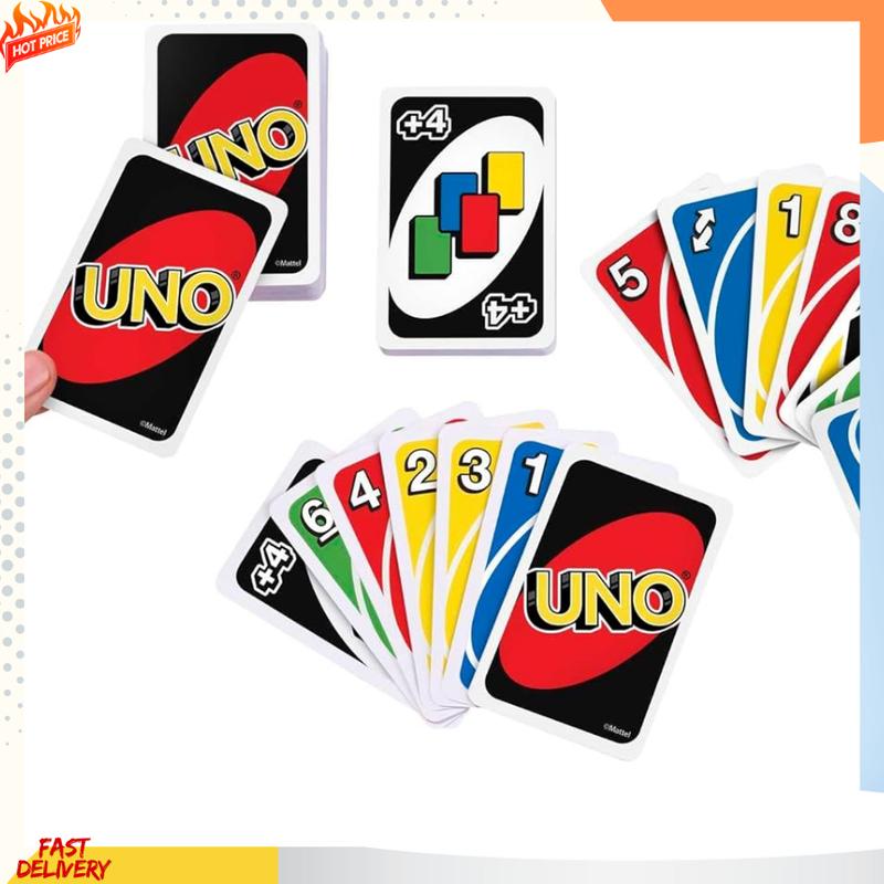 UNO - Classic Color & Number Matching Card Game with 112 Cards, Customizable Wild Card, Action Cards, Fun for Kids 7+ (W2087)