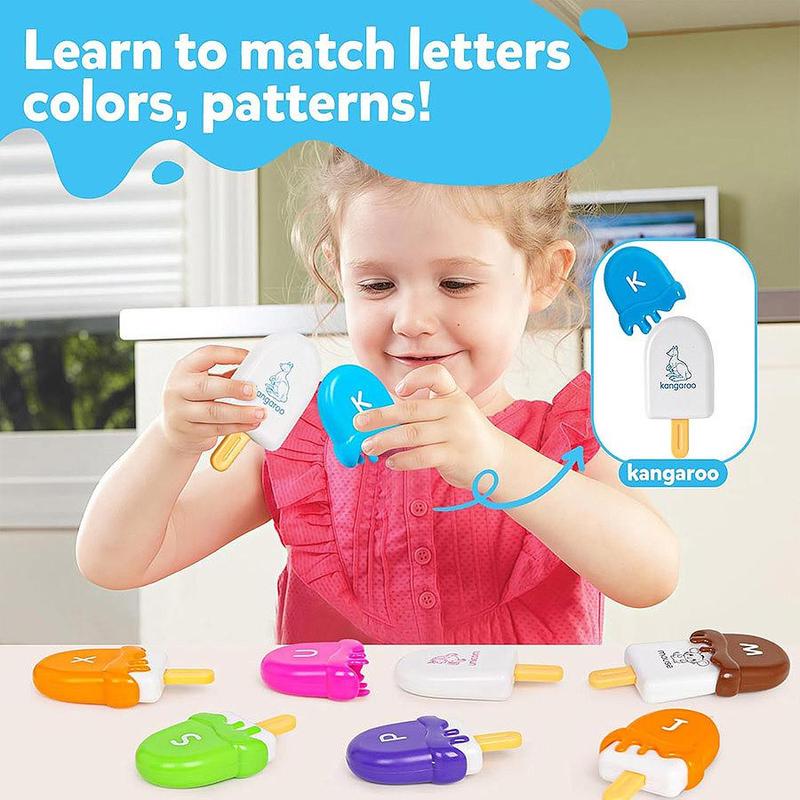 Letters Matching Ice Cream Alphabet Learning Toys, Puzzle Toys ABC Games Alphabet Learning Playset, Preschool Learning Activities Stacking Toys for Makes Learning Fun, Play Ice Cream Set