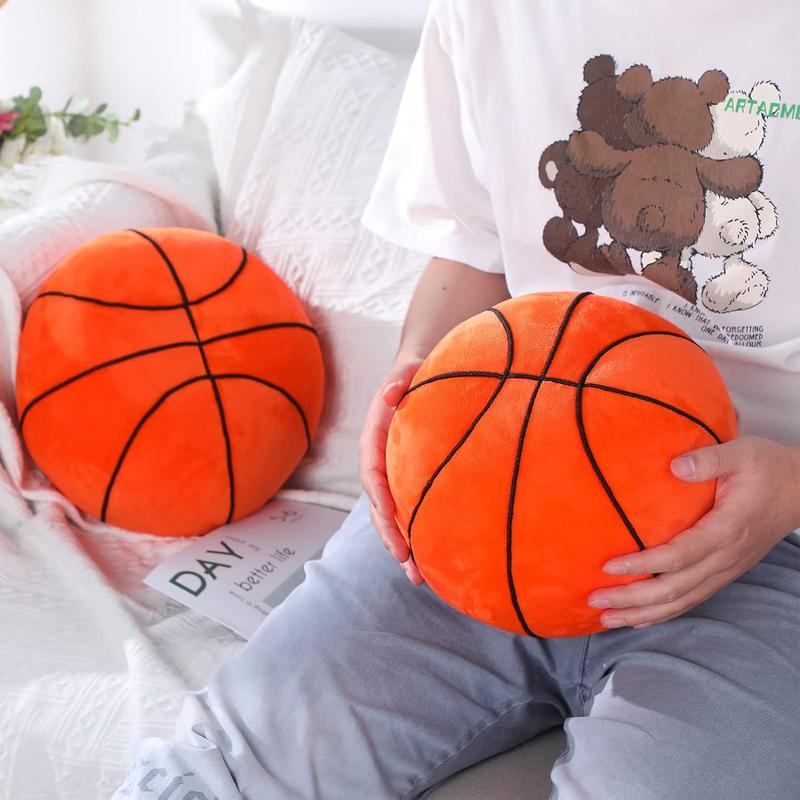 Basketball Shaped Plush Toy, 1 Count Basketball Stuffed Toy, Plush Basketball Shaped Embroidered Pillow, Ideal Gift for Sports Enthusiasts & Fans