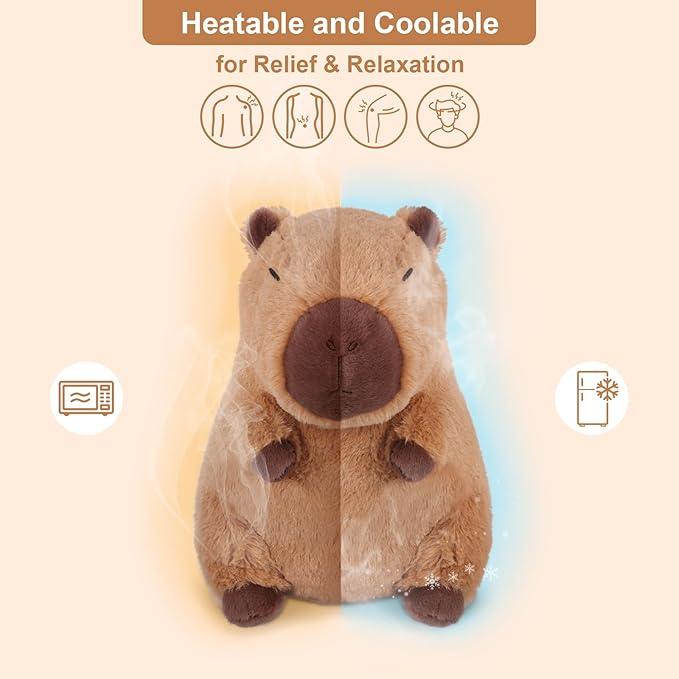 Xmas Gifts, Heatable & Coolable Capybara Plush，Microwavable Stuffed Animal Heating Pad, Stuffed Animal Capybara Heatpack Plushies Gift for Kids & Aldults