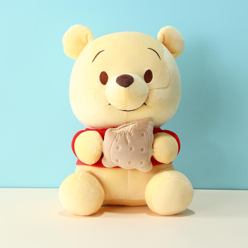 Winnie The Pooh Series Winnie Doll Sitting Pose Holding Cookie Dolls 100% Authentic Cute Dolls Comfortable In Hand 100% Polyester Fiber Birthday Gift Rag Doll