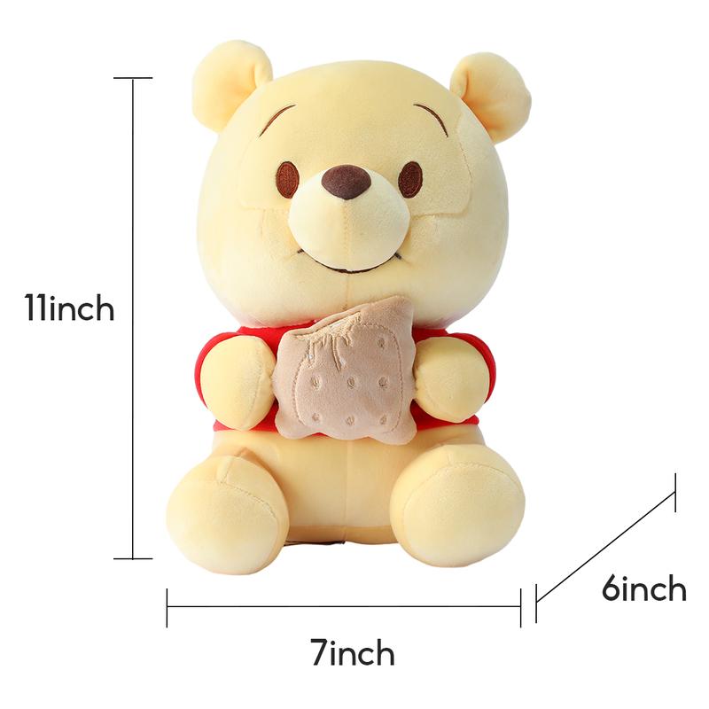 Winnie The Pooh Series Winnie Doll Sitting Pose Holding Cookie Dolls 100% Authentic Cute Dolls Comfortable In Hand 100% Polyester Fiber Birthday Gift Rag Doll