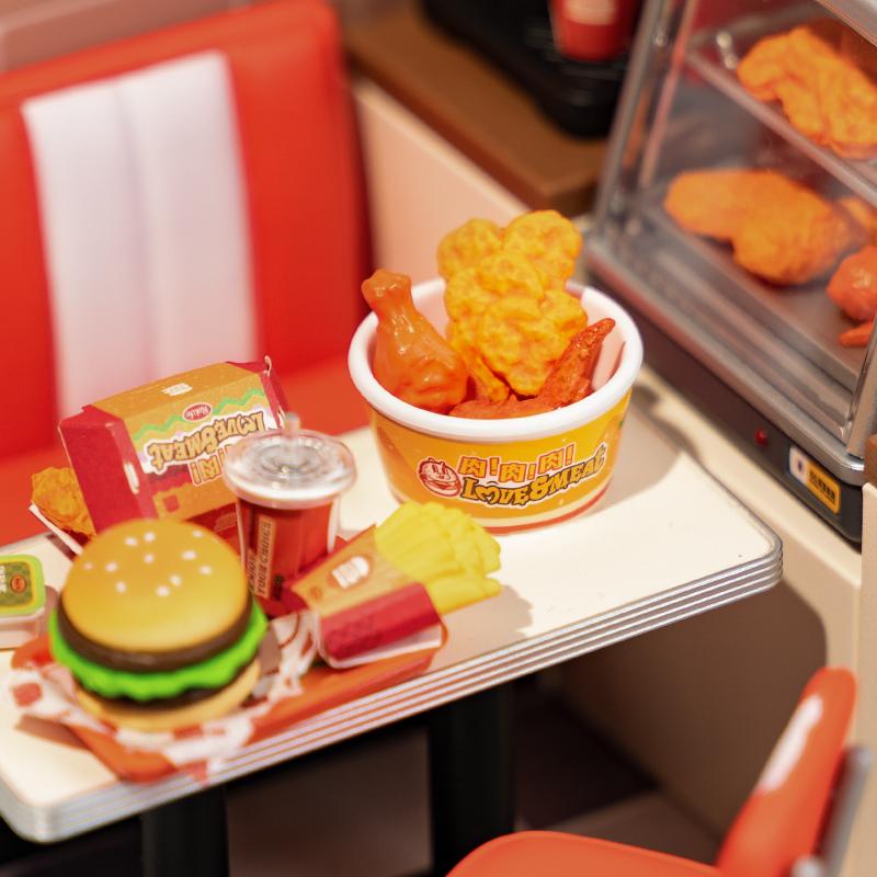 Rolife Yum Yum Burgers DIY Plastic Miniature House Building Toy Set with LED Tiny Store Model Craft Hobby Unique Gift christmas 2024 ornament