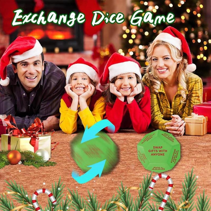 Christmas Gift Exchange Dice, 1 Count 12 Different Sides Gift Exchange Game, Party Game Dice for Family Party, Party Activities Supplies