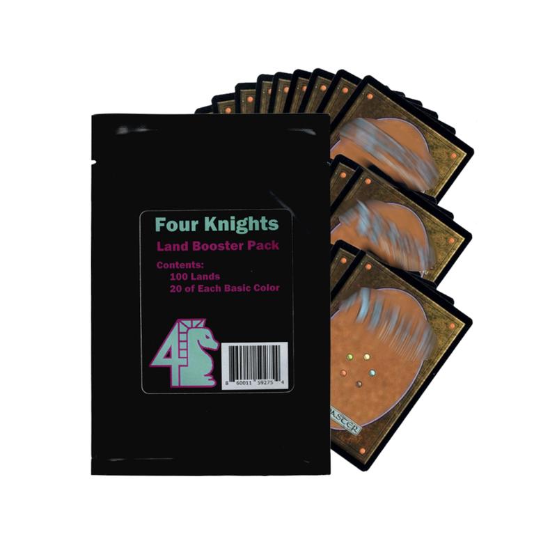 Four Knights  Land Booster Pack - Guaranteed 100 Lands Including 20 of Each Color - Compatible with Magic - Features All Sets - NM LP