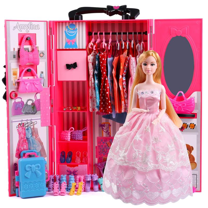 UCanaan 11.5 inch girls dolls and wardrobe set with clothes and accessories, including fashion dolls, dresses and many other accessories, perfect gift for girls Christmas birthday!