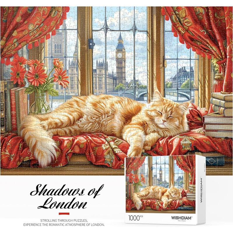 Jigsaw Puzzles 2 Pack 1000 Pieces - WISHDIAM Puzzles for Adults - Cats Funny Kitten Pets Animal Lovers Impossible Difficult Challenging Puzzles for Home Decor Birthday Party Gifts Toy for Men Women