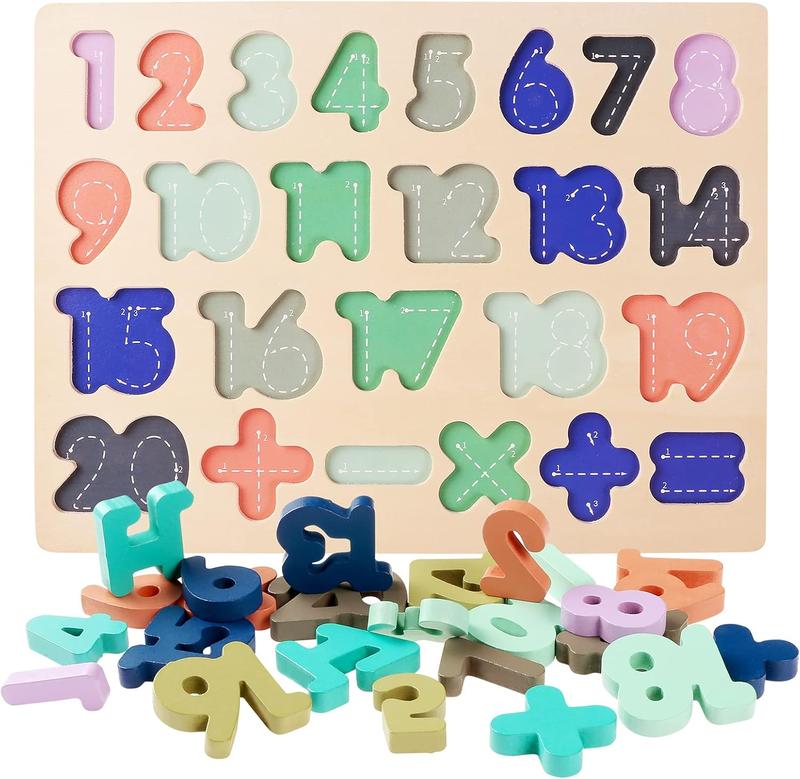 Wooden Puzzles for Toddlers,  Wooden Alphabet Number Shape Learning Puzzles for Kids, Preschool Educational Toys Gift for Boys Girls Ages 3 4 5 6 Years Old