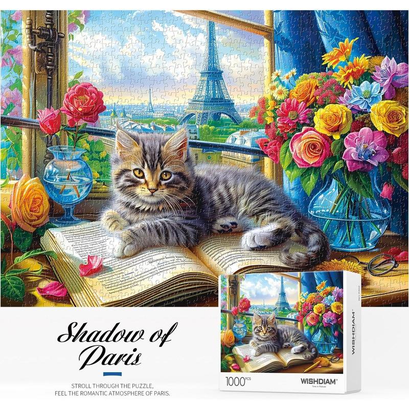 Jigsaw Puzzles 2 Pack 1000 Pieces - WISHDIAM Puzzles for Adults - Cats Funny Kitten Pets Animal Lovers Impossible Difficult Challenging Puzzles for Home Decor Birthday Party Gifts Toy for Men Women