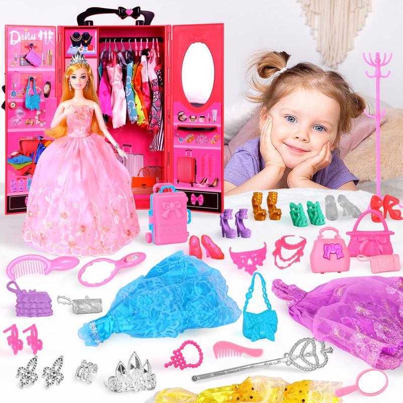 UCanaan 11.5 inch girls dolls and wardrobe set with clothes and accessories, including fashion dolls, dresses and many other accessories, perfect gift for girls Christmas birthday!