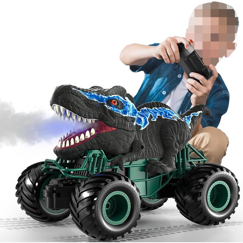 2.4GHz Dinosaur Remote Control Car Toys for Kids Boys 4-7 5-7 8-12, RC Dinosaur Car Toys with Light, Sound, Spray, Indoor Outdoor Toys Gifts for 3 4 5 6 Year Old Boys, RC Car Toys for Boys