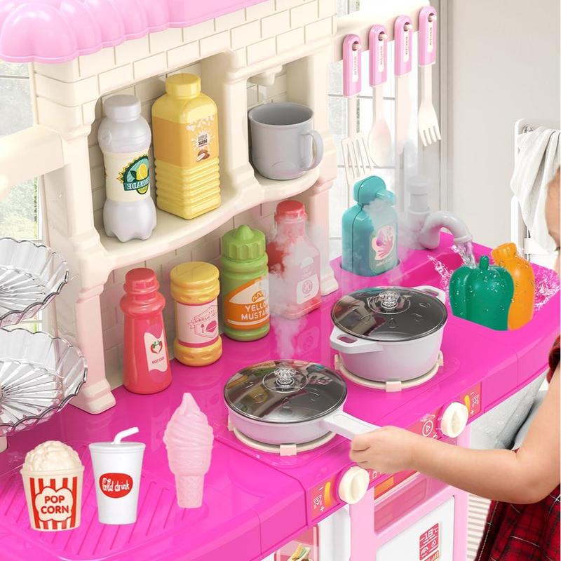 Play Kitchen Toys Pretend Food Kitchen Toys, Kitchen Sets, Play Kitchen Accessories with Real Sounds and Lights, Great for Birthday, Holiday Gifts