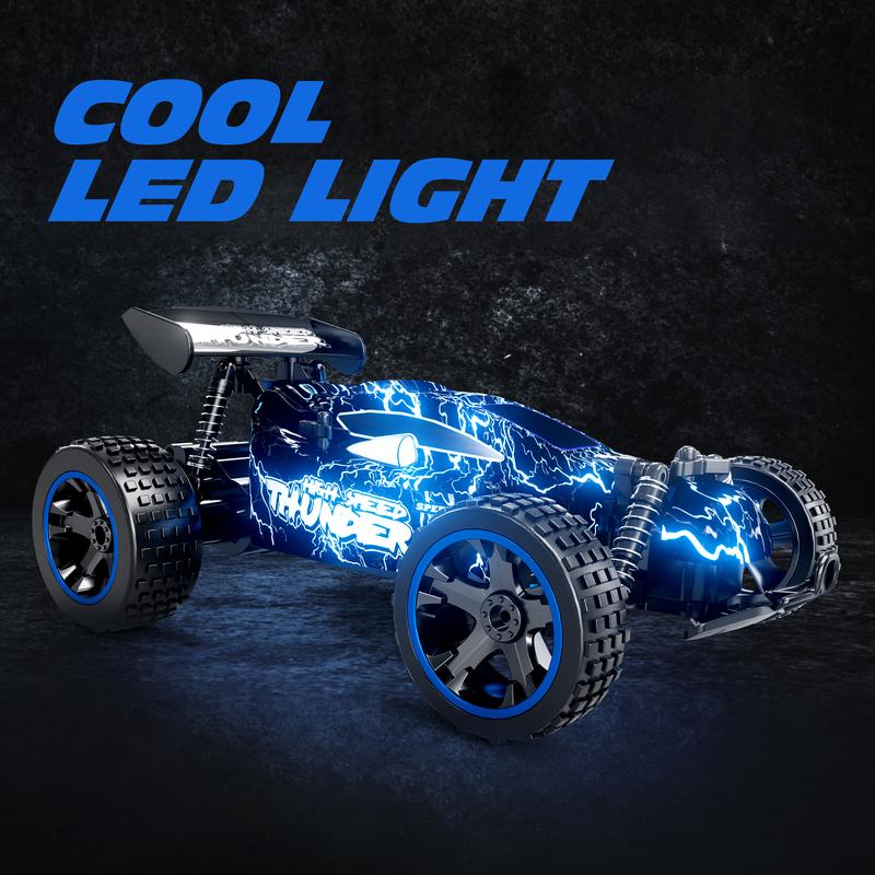 Tecnock RC Cars Remote Control Car for Boys,  1:18 Scale RC Car with LED Lights, 2.4GHz 2WD All Terrain RC Car with 2 Rechargeable Batteries for 60 Min Play, Gifts for erveyone,Christmas gift for boys girls,birthday gift ideas