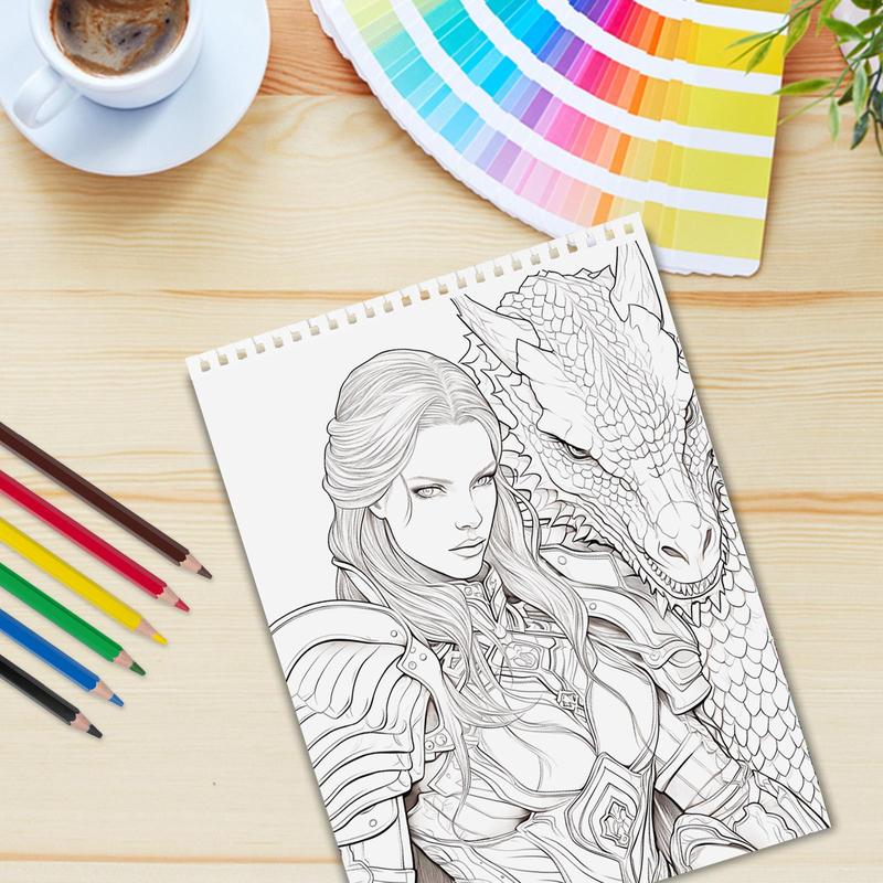 Magic World Theme Coloring Painting, Exquisite Design Of Characters and Mythical Beasts, Exquisite Patterns, Perfect Gift for New Year Birthday