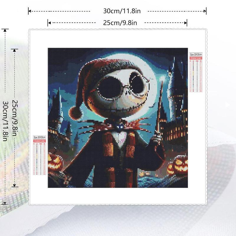 Jack Skellington Pattern DIY Diamond Arts Colorful Painting Kit without Frame, 5D Diamond Decor Painting by Numbers Kit, DIY Wall Art Decor