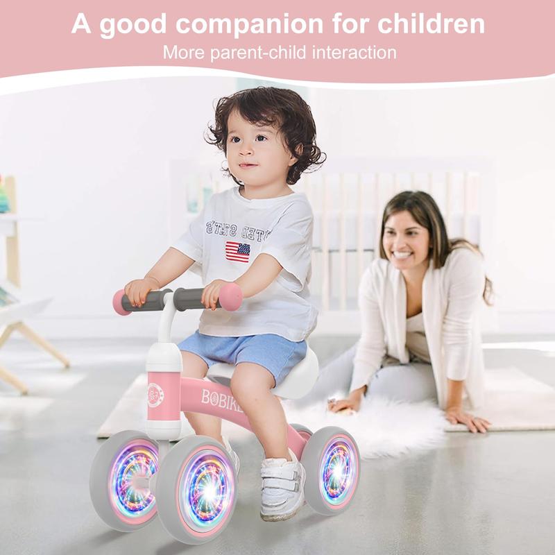 Baby Balance Bike Toy for 12-36 Months, Colorful 4-Wheel No Pedal Bicycle for Toddlers, Best First Birthday Gift, Walker Toy for Boys & Girls outdoor