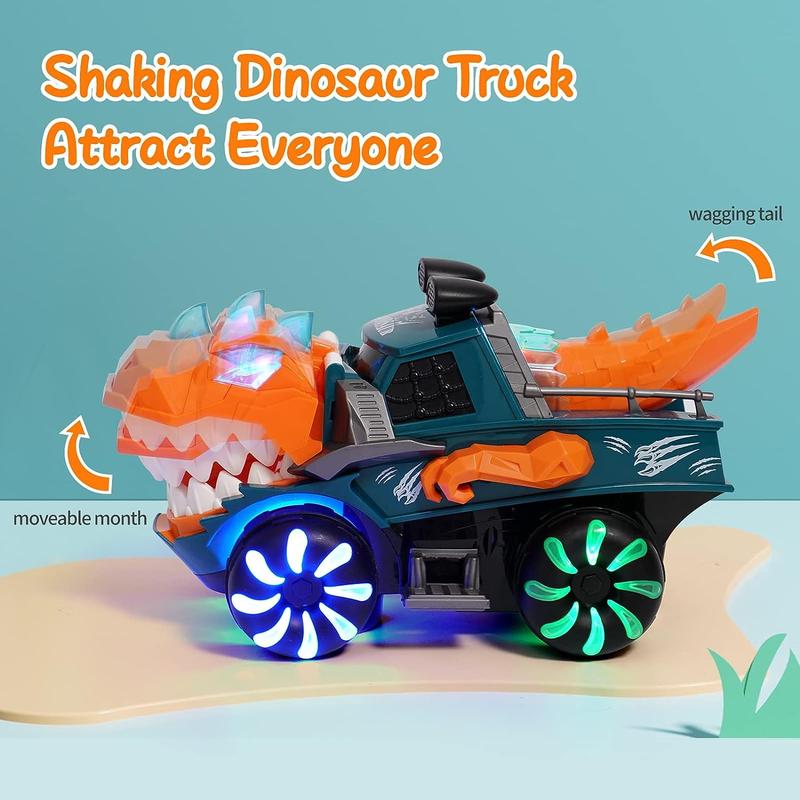 Monster Truck with Flashing Lights Music Roaring Sound, Dinosaur Car Toys for 3 4 5 6 Year Old Boys Electric Remote Control Toys Gifts Christmas