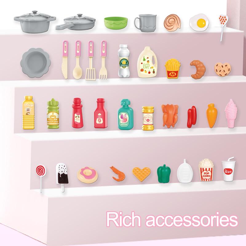 Play Kitchen Toys Pretend Food Kitchen Toys, Kitchen Sets, Play Kitchen Accessories with Real Sounds and Lights, Great for Birthday, Holiday Gifts