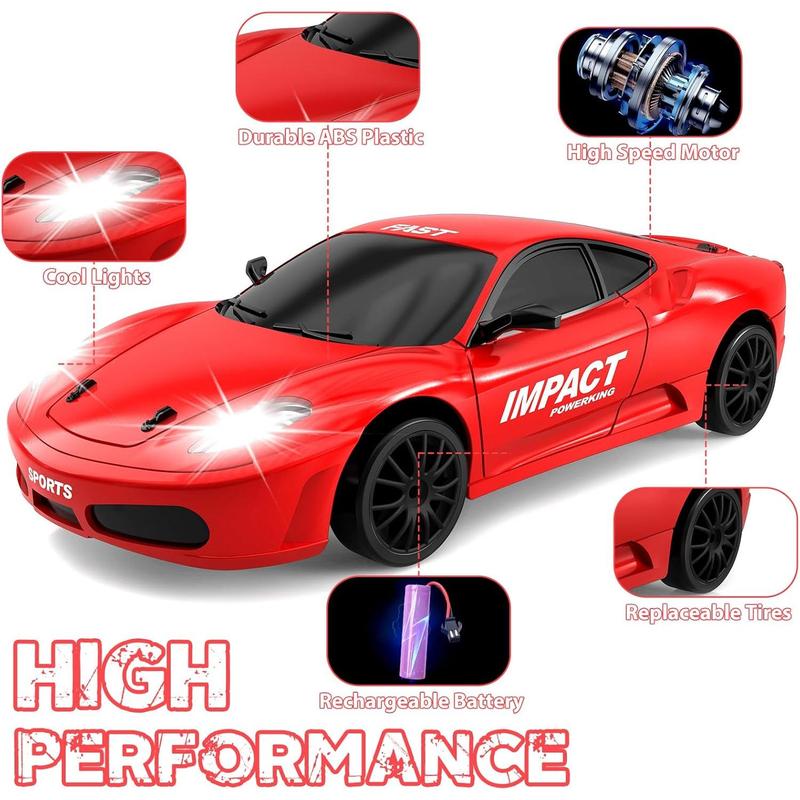 RC Drift Car, 2.4ghz 1 24 High Speed Remote Control Car RC Cars Drifting RC Car Racing Car Model Vehicle, 4WD Racing Car Toy Car with LED Lights for Boys Girls Adults (Red)