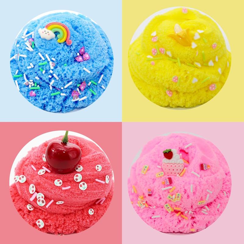 Cloud Slime Kit 7 Pack, Non-Sticky and Super Soft Stress Relief Toy Scented DIY Slime Rainbow Slime for Boys and Girls