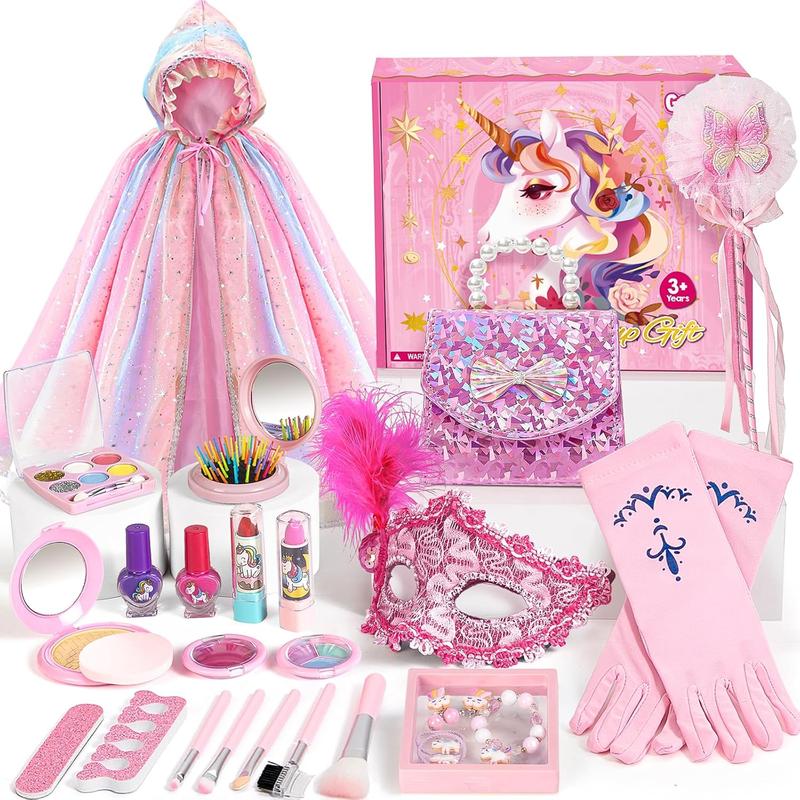 Christmas Gift Unicorn Gifts for Girls Toy Kids Makeup Kit with Princess Dress Up Set & Birthday Gift Toy for Little Girl