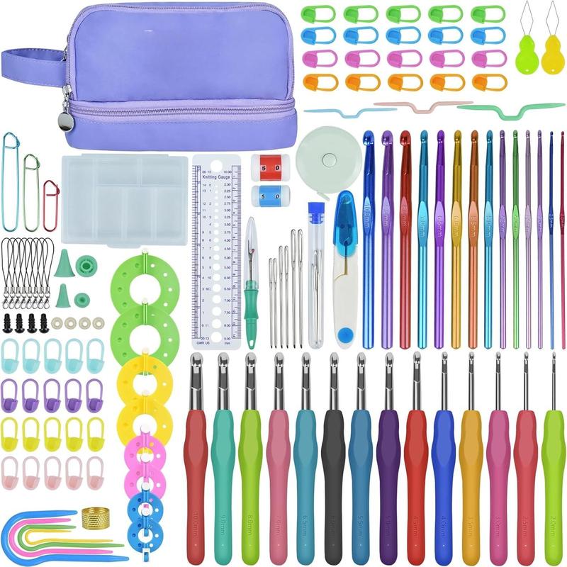 124 count Crochet Kit for Adults and , 14 Sizes  Crochet Hooks with a Comfortable Grip for Beginners and Experienced Crocheters, Ideal for Creating Beautiful Projects