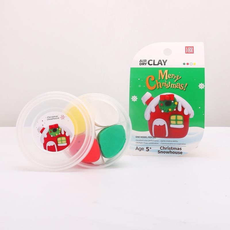 Air Dry Clay DIY 12 in 1 - Cute Merry Christmas  - Soft + Ultra Light, Safe and Non-Toxic - Perfect for Kids