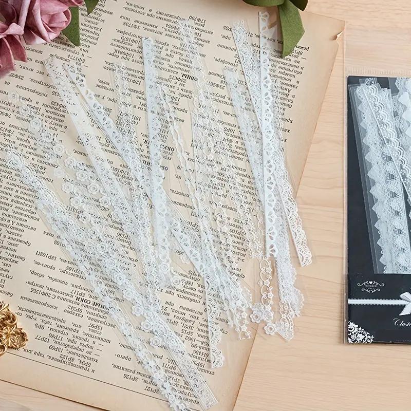 Random Color Lace Pattern Sticker, 30pcs pack Waterproof PET Lace Decorative Sticker, Modern Simple Self Adhesive Decorative Sticker for DIY Scrapbooking