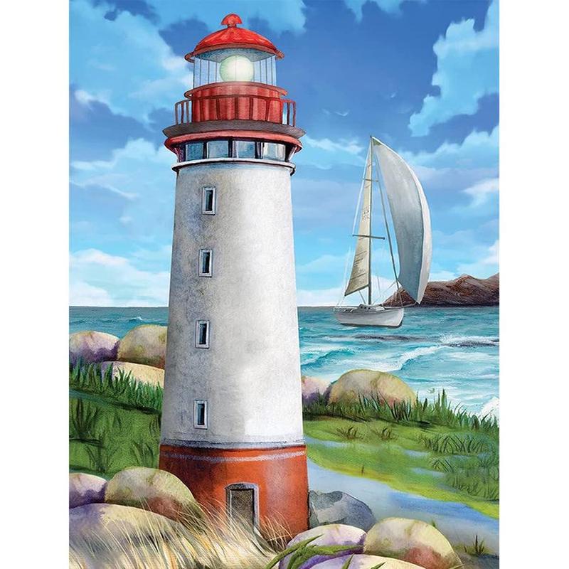 Lighthouse Pattern DIY Diamond Arts Painting without Frame, DIY Decorative Arts Picture for Beginner, Home Wall Craft Decoration