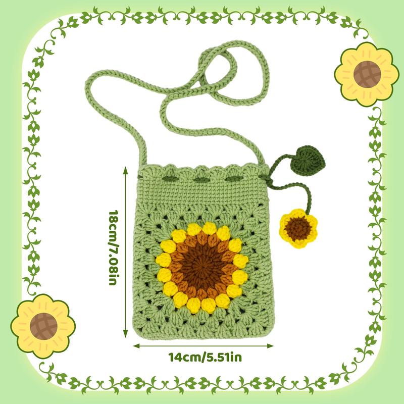 Sunflower Mobile Phone Crochet Bag Starter Kit, Crochet Bag Starter Kit with Step-by-Step Video Tutorials & Complete Accessories, Crochet Bag Starter Kit for Beginners, Knitting & Crochet Supplies