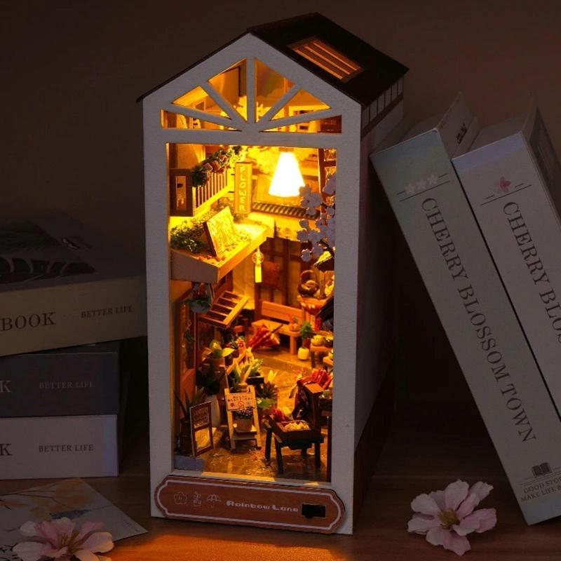 DIY House Design Bookcase, 3D Wooden Bookcase, Book Decorative Ornament, Home Decoration Craft