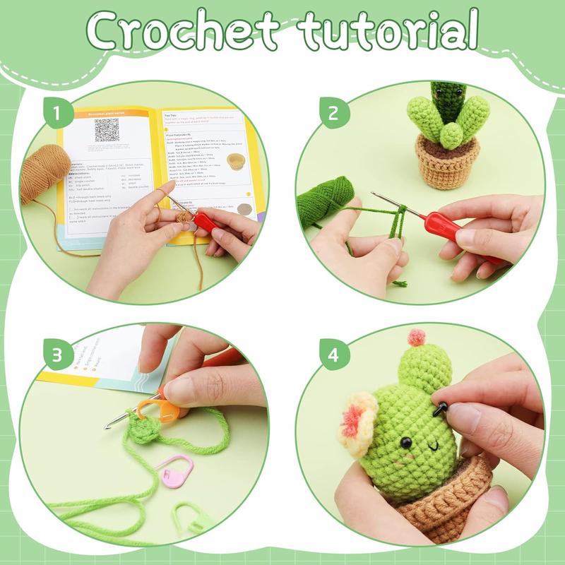 Crochet Starter Kit, Crochet Kit for Beginners, Beginner Crochet Kit for Adults, with Crochet Hooks, Crochet Supplies, Plastic Eyes and Instructions - Succulent  Mixed 6 count