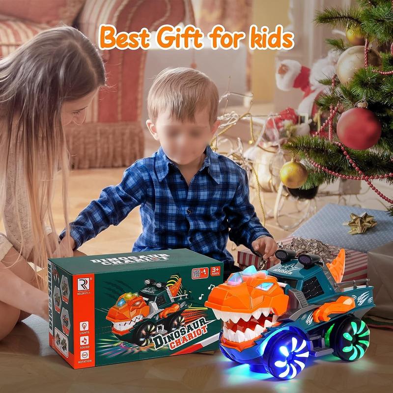 Monster Truck with Flashing Lights Music Roaring Sound, Dinosaur Car Toys for 3 4 5 6 Year Old Boys Electric Remote Control Toys Gifts Christmas