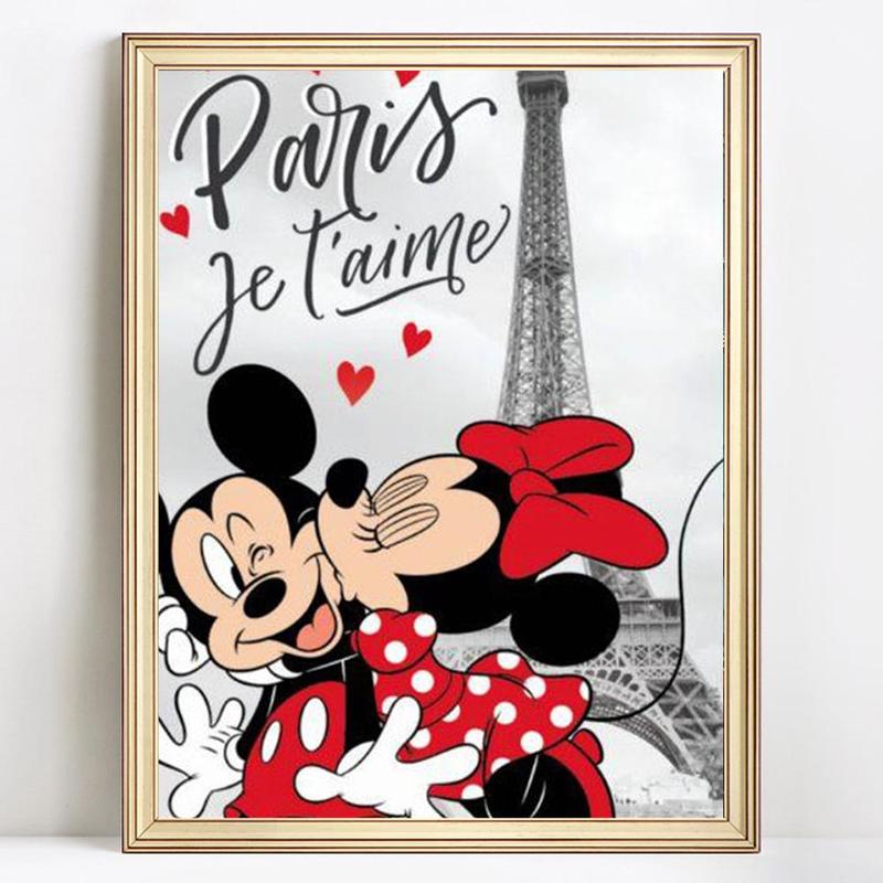 Disney Mickey Mouse & Minnie Mouse Pattern DIY Diamond Arts Colorful Painting Kit without Frame, DIY Decorative Art Picture for Beginner