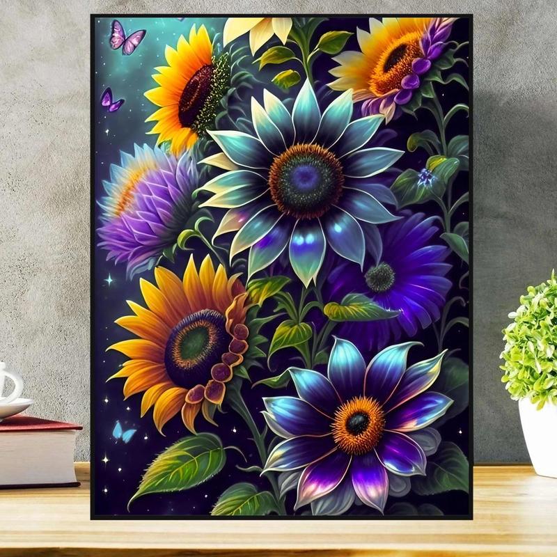 Flower Pattern DIY Diamond Arts Colorful Painting Kit without Frame, DIY 5D Diamond Arts Colorful Painting Kit, Wall Art Decor for Home Living Room