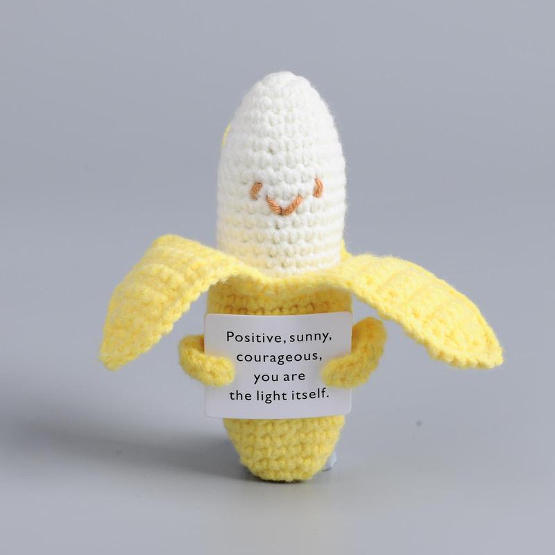 Banana Design Crochet Ornament, Cute Creative Handmade Doll, Positive Energy Decoration, Home Decor for Holiday, Holiday Gift