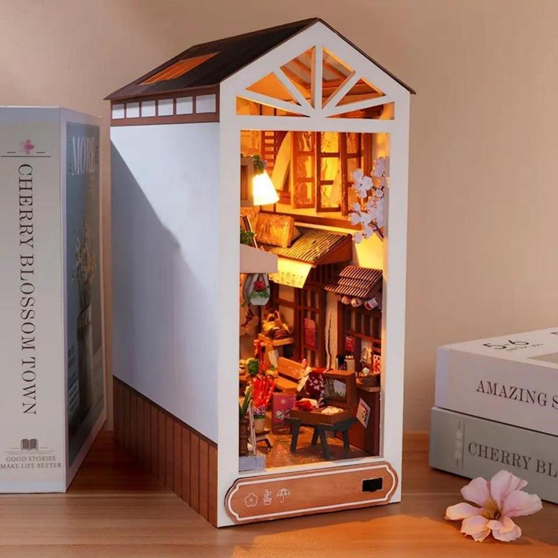 DIY House Design Bookcase, 3D Wooden Bookcase, Book Decorative Ornament, Home Decoration Craft