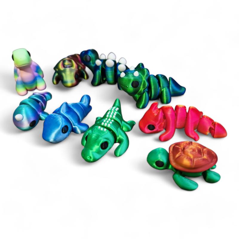 Articulating Mini Animal Figurine - Land, Water, Dino and Mystery Pack with Movable Body Parts