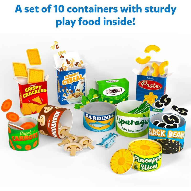 Skillmatics Pretend Play Grocery Set - 10 Containers, 100+ Play Food Items for Child's Play, Back-to-School Play Kitchen Accessories, Toy Kitchen, Fruits & Veggies, Gifts for Kids & Toddlers Ages 3-7