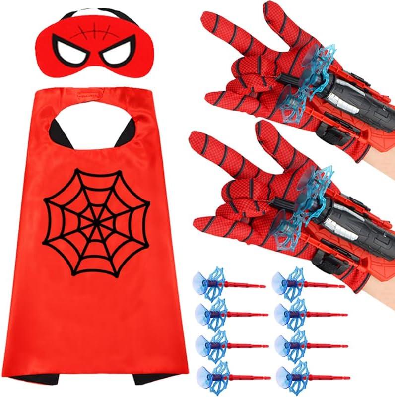 Spider Gloves Man Web Shooter Toy, Super Hero Capes and Mask for Kids Spider Plastic Superhero Launcher Glove Hero Movie Launcher Toy Set, Medium