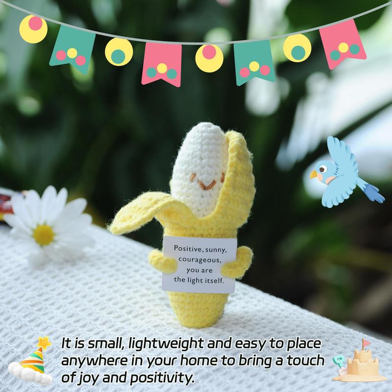 Banana Design Crochet Ornament, Cute Creative Handmade Doll, Positive Energy Decoration, Home Decor for Holiday, Holiday Gift