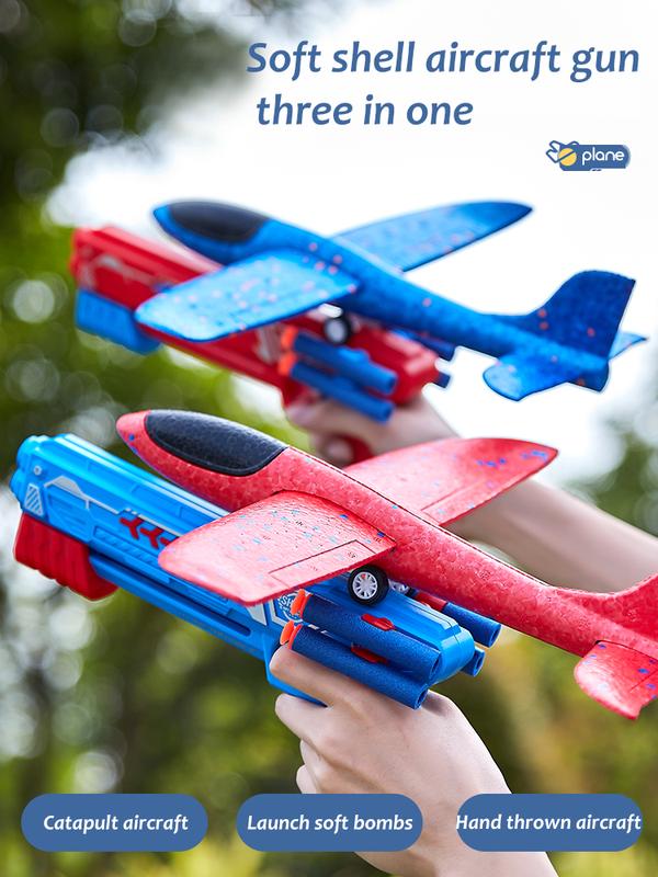 2 Pack Airplane Launcher Toys, 2 Flight Modes Foam Glider Catapult Plane, Kids Outdoor Flying Toys, Birthday Gifts for Boys and Girls Over 6 Years Old, Birthday Party Supplies