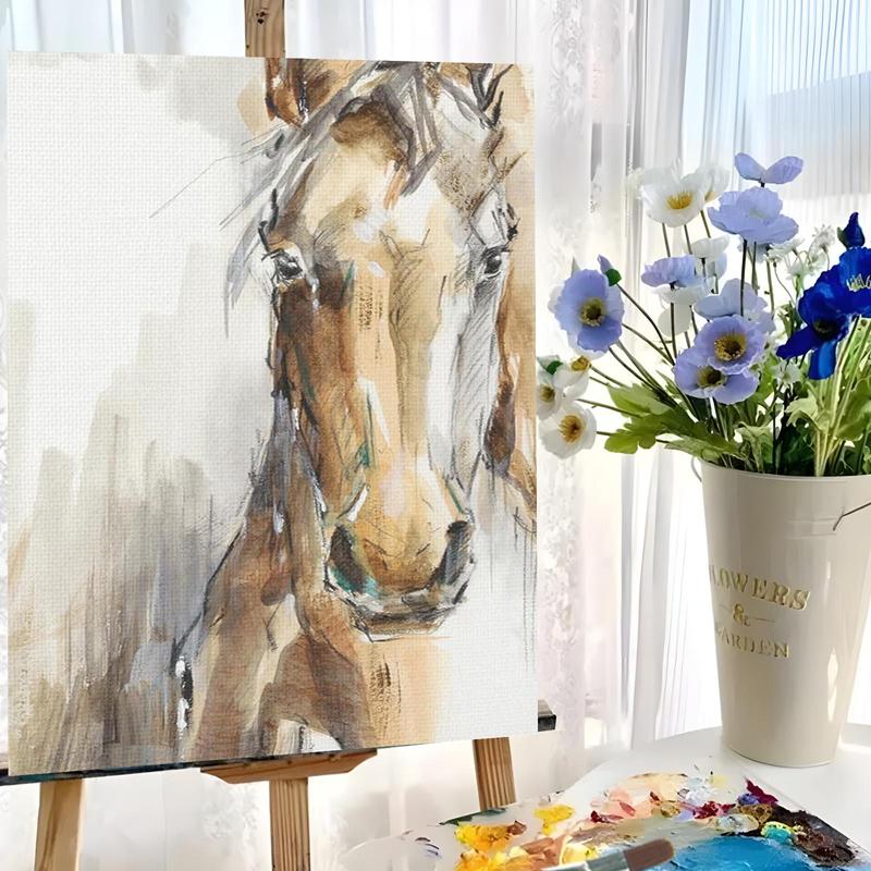 Horse Pattern DIY Painting By Numbers Kit, 1 Set DIY Paint By Numbers Kit without Frame, DIY Wall Art Painting for Home Living Room Bedroom Decor