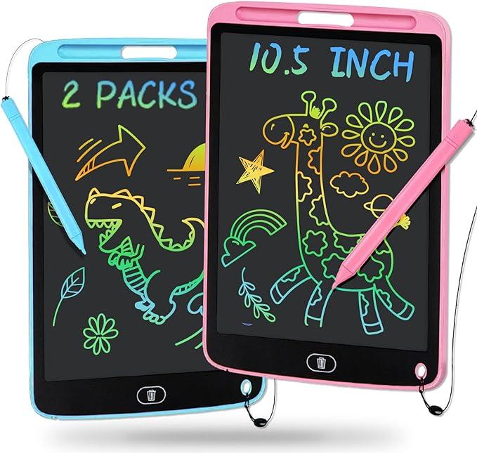 2 Pack 10 Inch LCD Writing Tablet,Colorful Lines Doodle Scribble Boards Educational Toys for Boys Girls Road Trip EssentialsTravel Game Toys,Christmas Stocking Stuffers for Kids,Christmas Gift