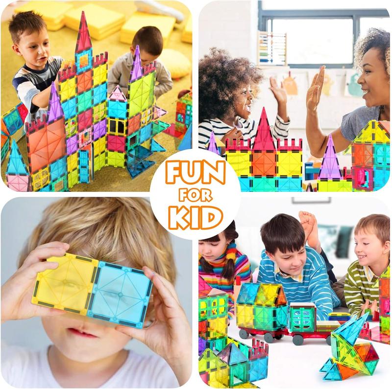 Jasonwell 100pcs Magnetic Tiles Building Blocks Set for Boys Girls Preschool Educational Magnet Construction Kit Magnet Stacking STEM Toys Birthday Gifts for toys   4 5 6 7 8 9 10 + Year Old magnetic tiles