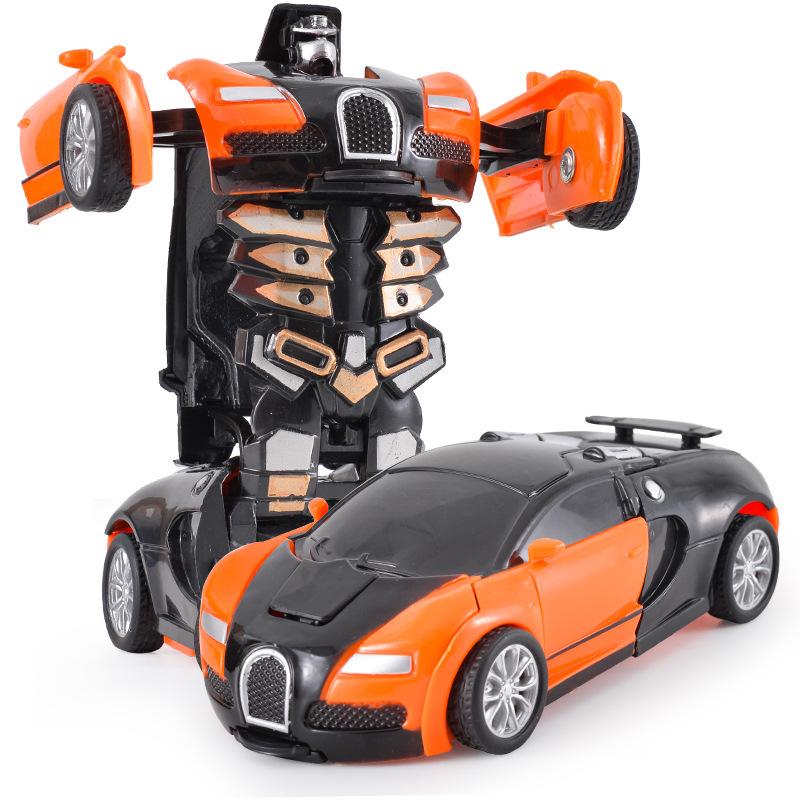 One-button automatic collision deformation robot boy gift toy car model car