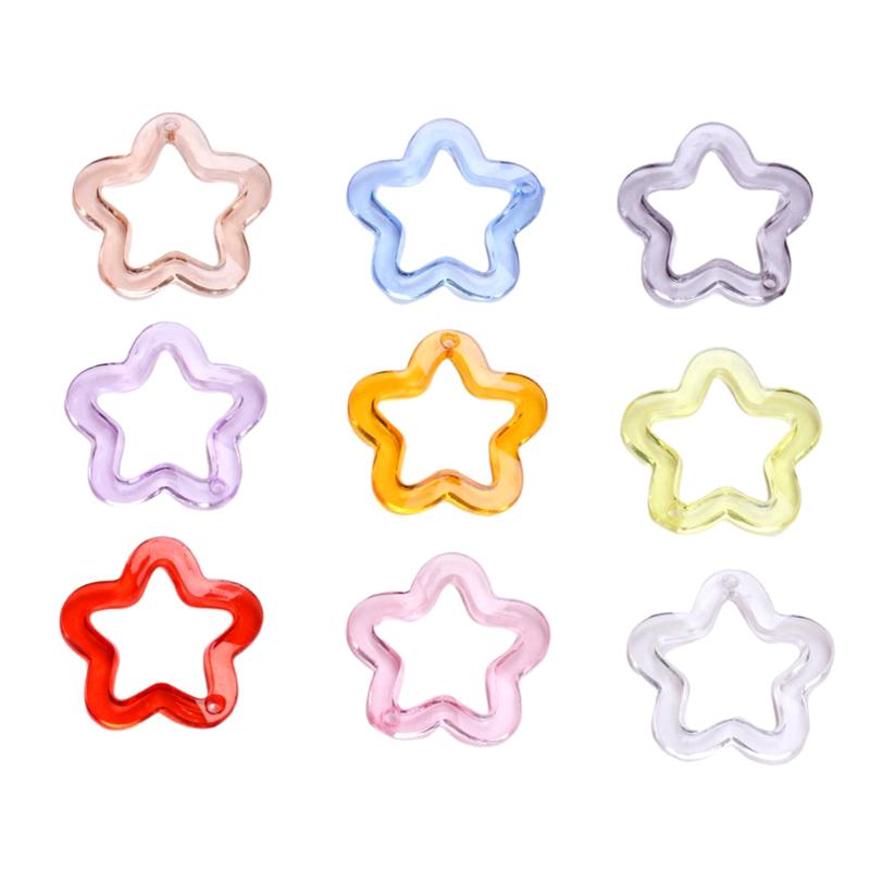 20Pcs 30mm Star Loose Beads Acrylic Transparent Pentagonal Pendant DIY Jewelry Accessories