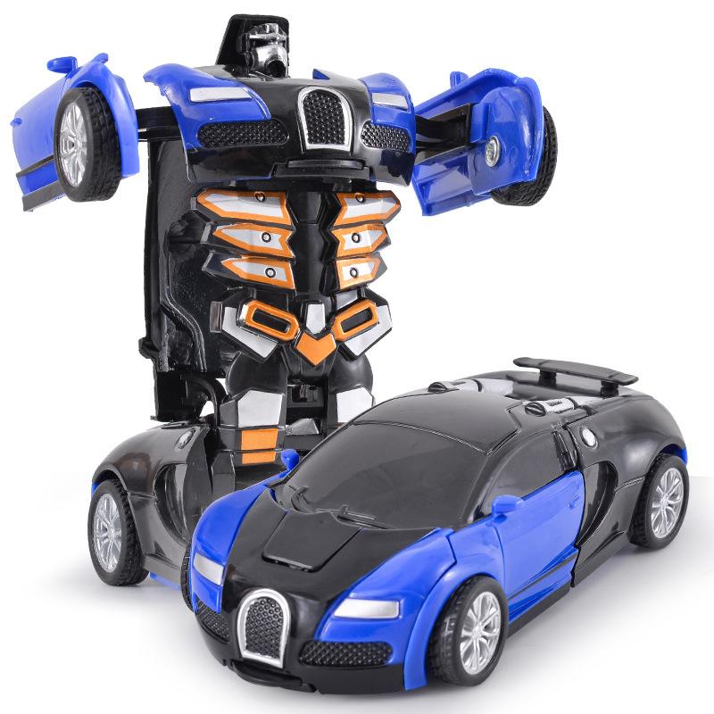 One-button automatic collision deformation robot boy gift toy car model car